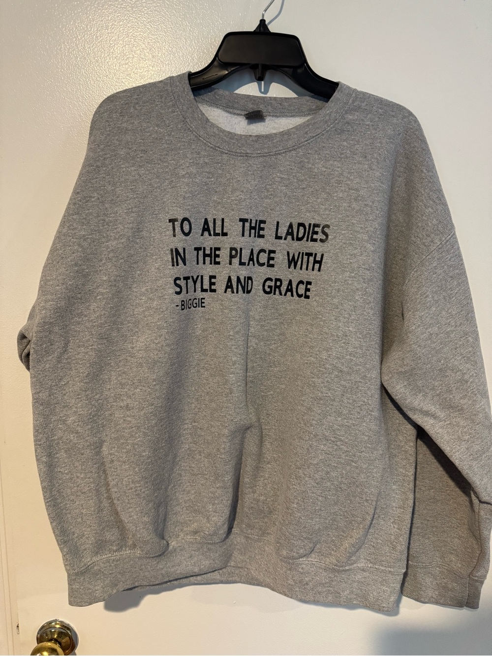 Grey Crewneck Sweatshirt with biggie smalls Quote Print